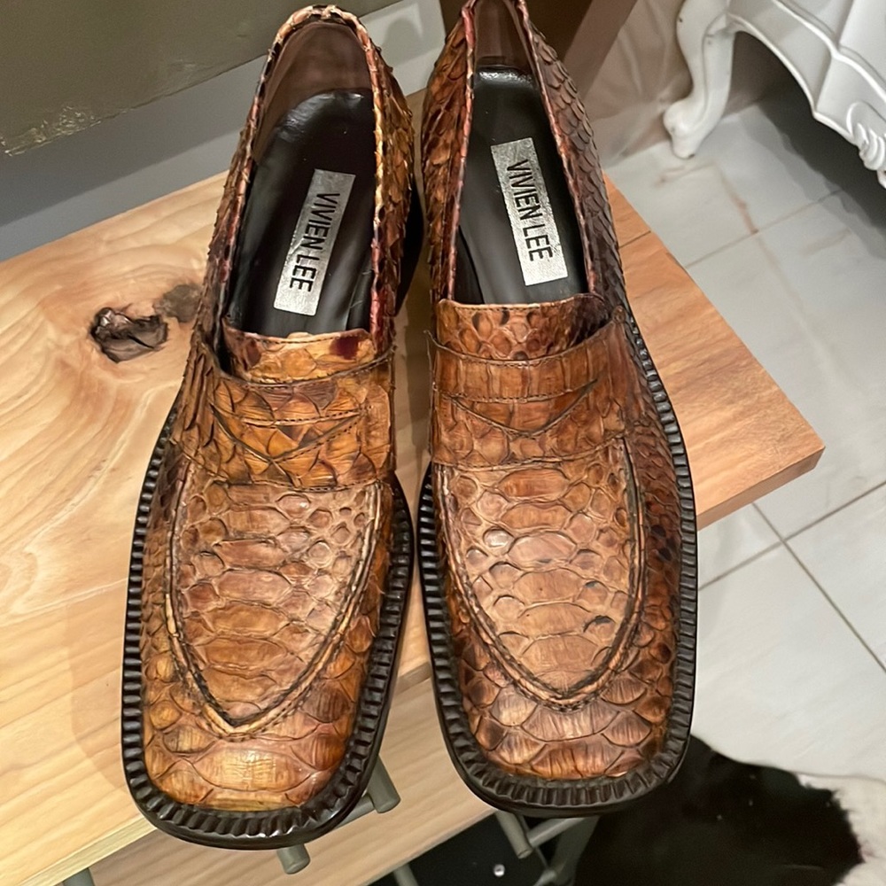 Python square toe ,  2 inc heel made in Italy all leather